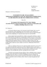 Statement by the Delegation of the Russian Federation in response to the address by the Executive Director of the Conference on Interaction and Confidence-Building Measures in Asia (CICA), Ambassador Çinar Aldemir