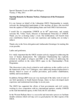 Opening Remarks by Renatas Norkus, Chairperson of the Permanent Council