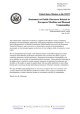 Statement by the Delegation of the United State on the public discourse related to European Muslim and Romani communities