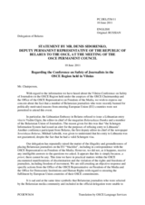 Statement by the Delegation of Belarus on the Conference on Safety of Journalists in the OSCE Region, held in Vilnius on 7 and