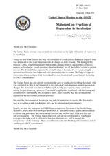 Statement by the Delegation of the United States on the fundamental freedoms in Azerbaijan