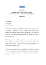 Speech by OSCE Secretary General Lamberto Zannier