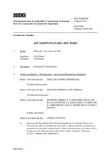 Diario de la 638ª Sesión plenaria del Foro de Cooperación en materia de Seguridad