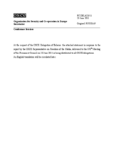 Выступление Постоянного представителя Республики Беларусь при ОБСЕ А.Сычёва - По отчету Представителя ОБСЕ по свободе СМИ