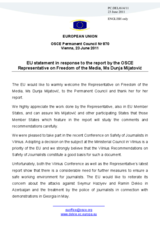 Statement by the Hungarian Presidency of the Council of the European Union in response to the report by the OSCE Representative on Freedom of the Media, Ms. Dunja Mijatović
