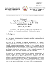 Statement by the Delegation of Tajikistan in response to the statement by the Delegation of the United States on the draft law on parental responsibility in Tajikistan