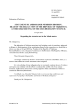 Statement by the Delegation of Tajikistan on the bombing on the Minsk underground on 11 April 2011