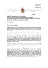 Statement by the Delegation of Canada in response to the address by the President of the Republic of Lithuania, H.E. Dalia Grybauskaitė 