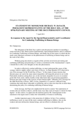 Statement by the Delegation of the Holy See in response to the report by the Special Representative and Co-ordinator for Combating Trafficking in Human Beings, Dr. Maria Grazia Giammarinaro