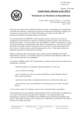 Statement by the Delegation of the United States on the presidential elections in Kazakhstan, held on 3 April 2011