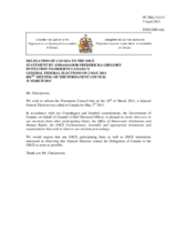 Statement by the Delegation of Canada on the general elections in Canada, to be held on 2 May 2011