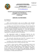 Statement by the Delegation of Kazakhstan on the presidential elections in Kazakhstan, to be held on 3 April 2011