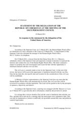 Statement by the Delegation of Uzbekistan in response to the statement by the Delegation of the United States on the status of the non-governmental organization Human Rights Watch in Uzbekistan