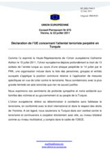 Déclaration de l’UE concernant l’attentat terroriste perpétré en Turquie