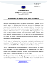 Statement by the Polish Presidency of the Council of the European Union on the freedom of the media in Tajikistan