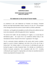 Statement by the Polish Presidency of the Council of the European Union on the arrest of Goran Hadžić