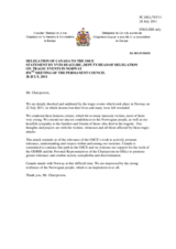 Statement by the Delegation of Canada on the attacks in Oslo and on Utoya Island in Norway
