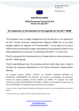 Statement by the Polish Presidency of the Council of the European Union on the Decision on the Agenda for the 2011 Human Dimension Implementation Meeting