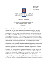 Farewell Address by the Head of the Delegation of Norway, Ambassador Guttorm Vik