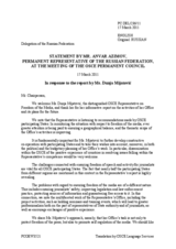 Statement by the Delegation of the Russian Federation in response to the report by the OSCE Representative on Freedom of the Media, Ms. Dunja Mijatović