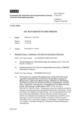 Journal der 651. Plenarsitzung des Forums