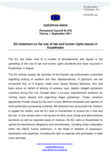 Statement by the Polish Presidency of the Council of the European Union on the rule of law and human rights issues in Kazakhstan