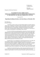 Statement by the Delegation of the Russian Federation on the State Duma elections, to be held in the Russian Federation on 4 December 2011