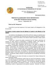 Statement by the Delegation of Kazakhstan in response to the statements by the Delegation of the United States and by the Polish Presidency of the Council of the European Union on the rule of law and human rights issues in Kazakhstan