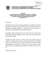 Statement by the Delegation of Armenia in response to the statement by the Delegation of Azerbaijan on the human rights, fundamental freedoms and the rule of law in Azerbaijan