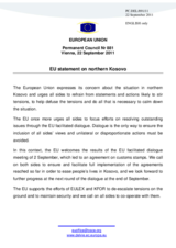 Statement by the Polish Presidency of the Council of the European Union on the situation in northern Kosovo