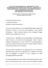 Opening address by OSCE Secretary General Lamberto Zannier Opening address by OSCE Secretary General Lamberto Zannier