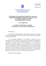 Statement by the Delegation of the Holy See on recent violent events in Egypt