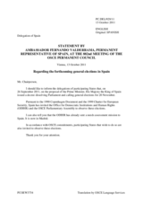 Statement by the Delegation of Spain on General election in Spain, to be held on 20 November 2011