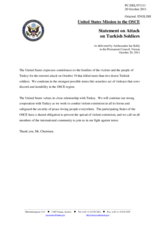 Statement by the Delegation of the United States on terrorist attacks in Turkey on 18 and 19 October 2011