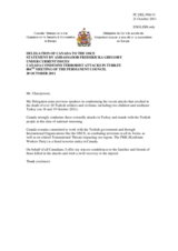 Statement by the Delegation of Canada on terrorist attacks in Turkey on 18 and 19 October 2011