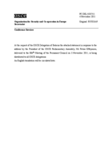Выступление Постоянного представителя Республики Беларусь при ОБСЕ В.Воронецкого - В ответ на выступление Председателя Парламентской ассамблеи ОБСЕ