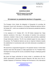 Statement by the Polish Presidency of the Council of the European Union on presidential elections in Kyrgyzstan, held on 30 October 2011