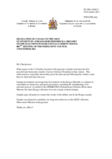 Statement by the Delegation of Canada on presidential elections in Kyrgyzstan, held on 30 October 2011