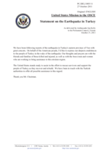 Statement by the Delegation of the United States on earthquake in the Van province of Turkey on 23 October 2011