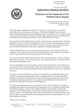 Statement by the Delegation of the United States on recent developments in the Mediterranean region