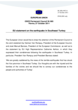 Statement by the Polish Presidency of the Council of the European Union on earthquake in the Van province of Turkey on 23 October 2011
