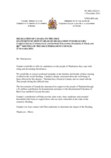 Statement by the Delegation of Canada on recent flooding in Thailand