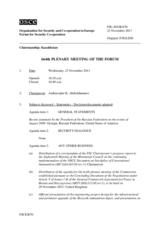 Journal of the 664th Plenary Meeting of the Forum for Security Co-operation