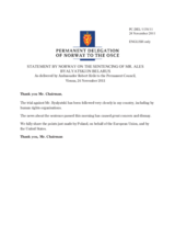 Statement by the Delegation of Norway on the case of Mr. A. Byalyatski in Belarus