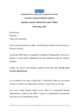 Opening remarks by OSCE Secretary General Lamberto Zannier Opening remarks by OSCE Secretary General Lamberto Zannier