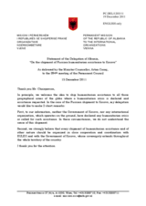 Statement by the Delegation of Albania on the provision of humanitarian assistance by the Russian Federation in northern Kosovo