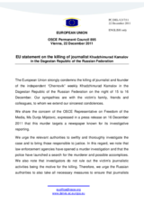Statement by the Polish Presidency of the Council of the European Union on the death of journalist Mr. K. Kamalov in Dagestan, Russian Federation