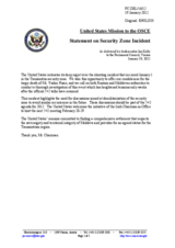 Statement by the Delegation of the United States on the recent incident in the security zone of the Transdniestrian conflict