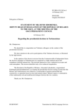 Statement by the Delegation of Belarus on the presidential elections in Turkmenistan, held on 12 February 2012