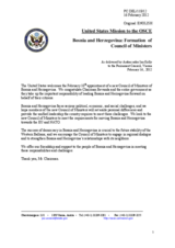 Statement by the Delegation of the United States on the formation of the Council of Ministers in Bosnia and Herzegovina on 10 February 2012